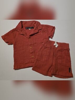 Ben Sherman muslin short-sleeved button-down shirt and matching shorts